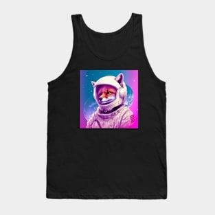 Vaporwave Retrowave Fox Astronaut - Space Colorful Illustration Tank Top